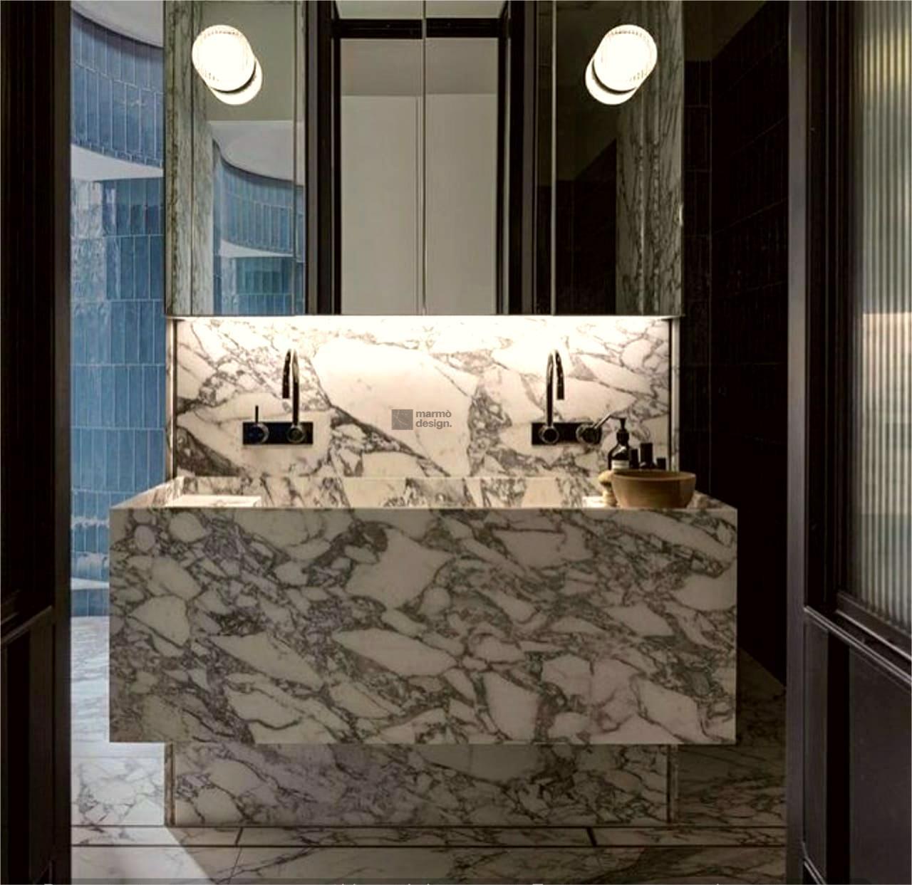 Arabescato White vanity basin & back splash