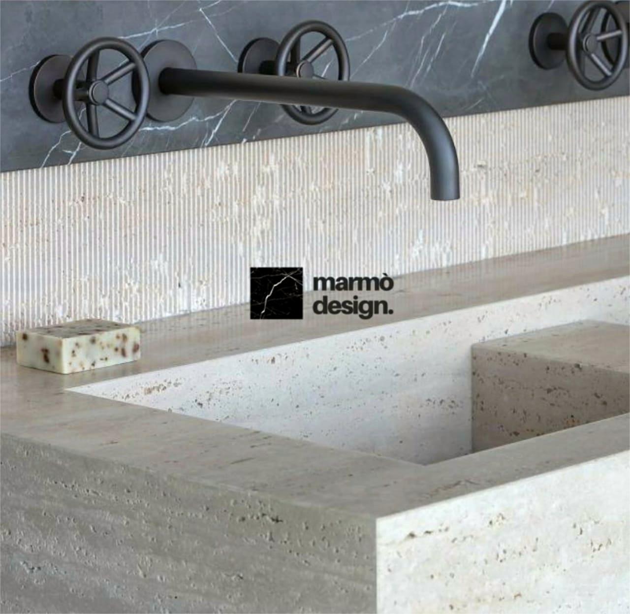 White Travertine vanity basin